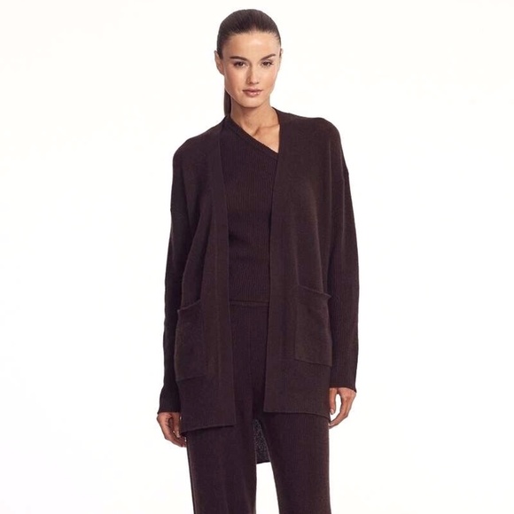 360 Cashmere Vianca Cashmere Long Cardigan in Cafe Noir - Picture 10 of 16